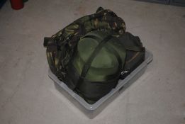 A British D.P.M. rucksack with sleeping bag and a