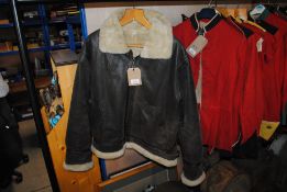 A leather / sheepskin flying style jacket, size M