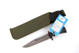 A British SA80 bayonet with issue frog. This item