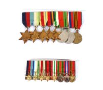 A WWII Mounted group of seven with a Soviet 40 Yea