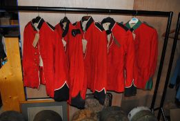 Five various military red jackets, all AF