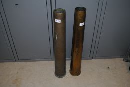 Two British 75mm brass cases dated 1976