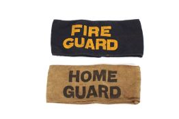 A WWII era Home Guard armband with a Fire Guard ex
