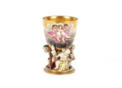 A 19th Century KPM porcelain goblet, cherubs and other figures to the base, having painted scene