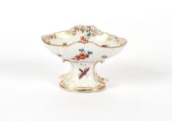 A 19th Century Meissen pedestal sweetmeat stand, of small proportions decorated fruit and insects