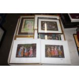 A quantity of ethnic paintings on fabric