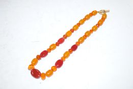 An amber bead necklace