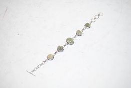 A 925 silver and moss agate bracelet