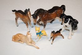 A Beswick Babycham model AF; three Beswick horses;