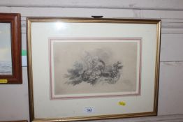 'Vipers in Grass' ink and watercolour signed Lewis