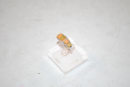 A sterling silver opal and diamond set ring, size