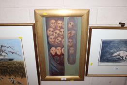 Shirley Morris oil on board abstract study of face