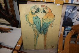 After Fritz Hug print depicting parrots
