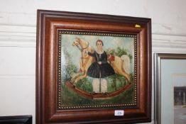 A naïve portrait of a young girl unsigned oil on board