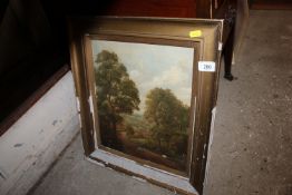 George Fiske (Coddenham artist) 1846 - 1932 oil study of a wheat field near Hadleigh Suffolk