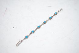 A 925 silver and turquoise set bracelet