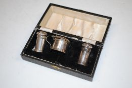 A silver three piece cruet set AF 34gms total weig