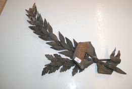 A French bronze memorial garland dated 1927