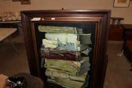 A contemporary oil on canvas, depicting a stack of