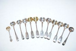A box of various silver condiments spoons, 151gms