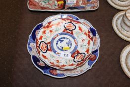 A Japanese Imari patterned shaped dish and two sma