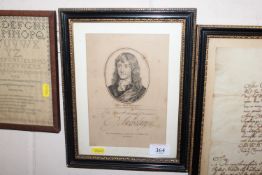 Autographed engraving of John Lord Belasye after V