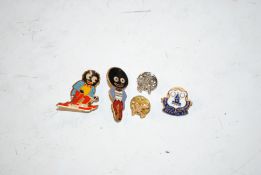 Two vintage enamelled Robinson advertising brooche