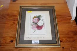 A Victorian illustrated Christmas card, signed by