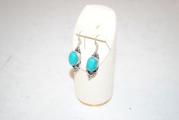 A pair of 925 silver and turquoise earrings