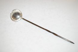 A hand planished silver toddy ladle with inscripti