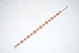 A 925 silver gilt and carnelian bracelet