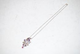 A sterling silver and gem set 45mm x 30mm peacock