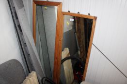 Two pine framed wall mirrors