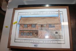 Hannah Berridge, watercolour study of Moot Hall, A