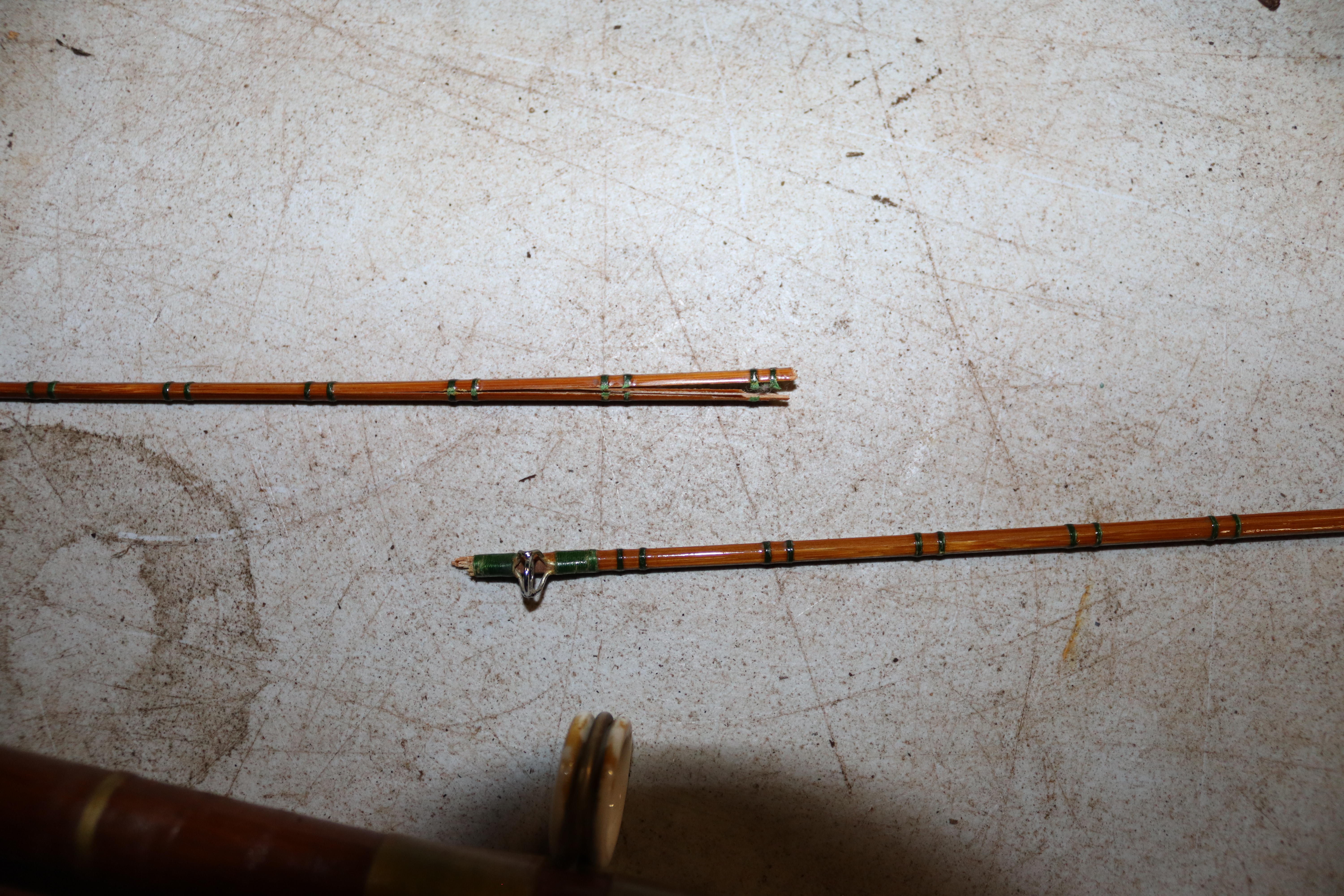 A Henry Aiken three piece fishing rod; a split can - Image 2 of 2