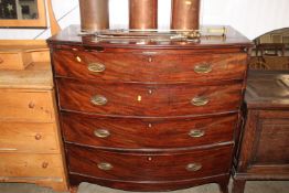 A 19th century mahogany, bow front chest fitted fo