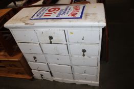 A painted pine chest fitted 15 drawers AF