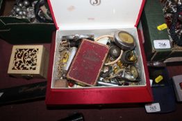 Two jewellery boxes and contents of various costum