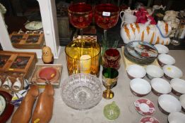 A quantity of various glass ware to include colour