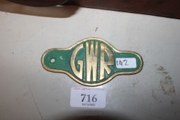 A reproduction GWR door sign (142)