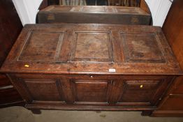 A 19th century oak, triple panel blanket box