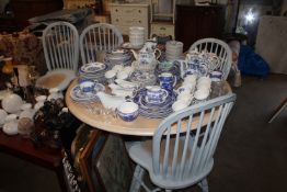 A Laura Ashley modern part painted circular dining table together with 4 set of four stick back