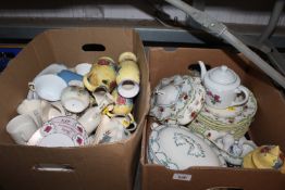 Two boxes of various china to include floral decor