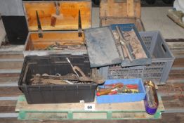 Pallet of various tool boxes and tool.