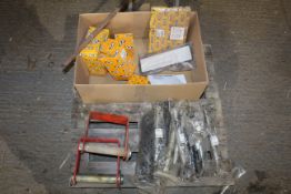 Pallet containing a small quantity of JCB teleporter parts. Including filters, fasteners etc.