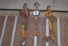 3x ratchet hoists.