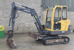 Volvo EC25 2.5T rubber track excavator. 2008. 4,435 hours. With blade, piped for breaker, quick