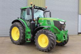 John Deere 6215R 4WD tractor. Registration AX18 BHN. Date of first registration 10/07/2018. 7,687