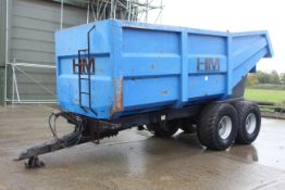 HM Trailers 16T twin axle dump trailer. 2013. With 560/60R22.5 floatation wheels & tyres, sprung