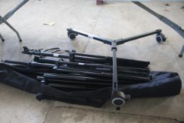 Various tripod stands and tripod trolley.